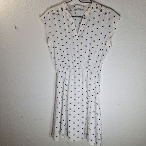 Sweet Rain White Dress with Black Dots